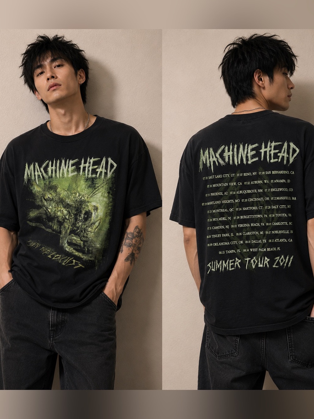Machine Head “The Locust” Band T Shirt Black Heavy Metal Graphic Tee